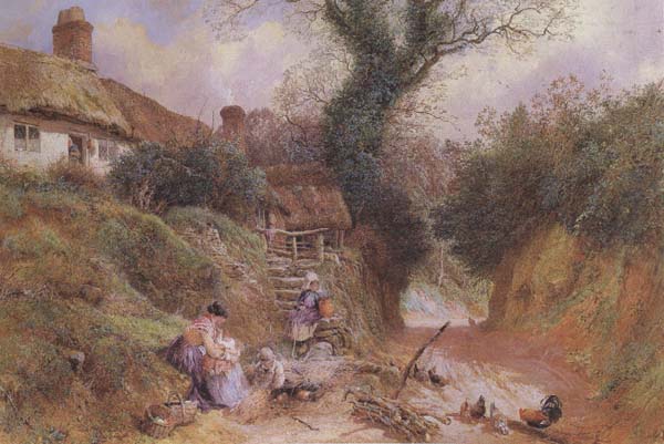 Myles Birket Foster,RWS Lane Scene at Hambleden (mk46)_